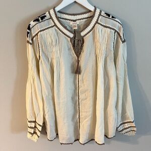 Bohemian Cream and Brown Women's Top